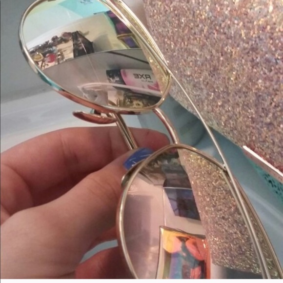 Pink and Gold Cat Eye Mirror Sunglasses - Picture 4 of 8